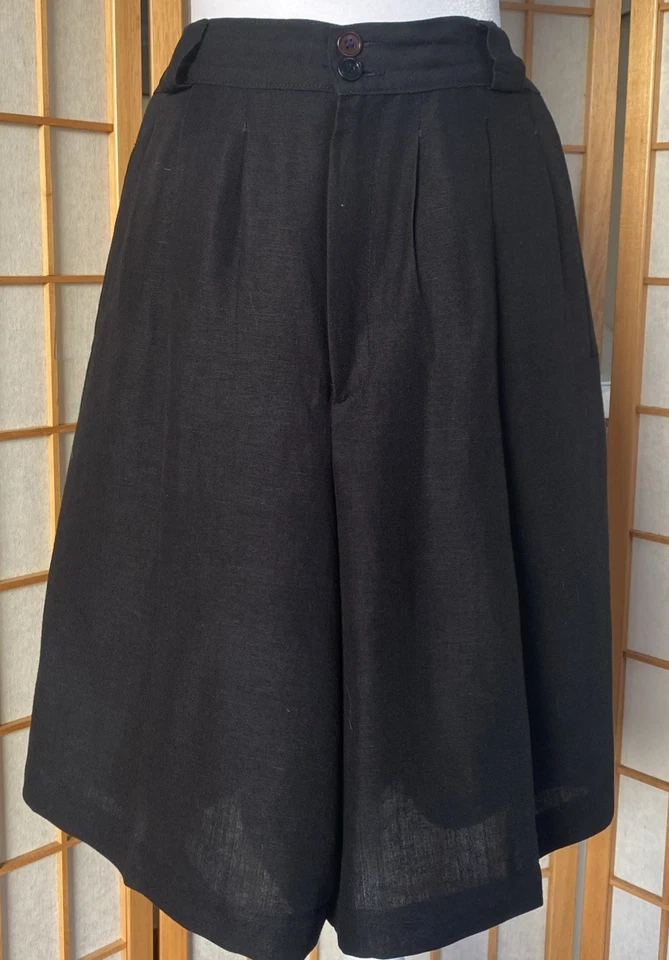 Pantalones Cortos De Colección Giorgio Sant'Angelo Para Mujer Mezcla de Lino Negro Talla 10 Cintura Alta Foto 1 de 4