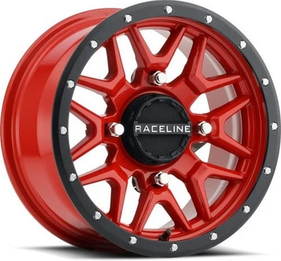 Raceline Krank Wheel - 14x7 - 5+2 Offset - 4/156 - Black/Red ATV/UTV Snowmobile - Image 1 of 3