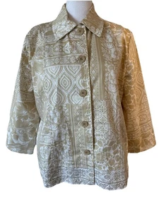 Drapers & Damon's Petite Fall Floral Embroidered 3/4 Sleeve Jacket 6P - Picture 1 of 10