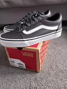 Bnib New Vans Ward Size 4.5 Black Lurex Glitter Pewter Ladies Girls - Picture 1 of 7