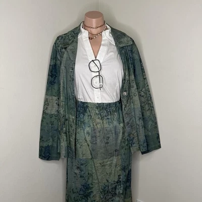 Terno saia trabalho extravagante verde vintage tamanho XL - Imagem 1 de 4