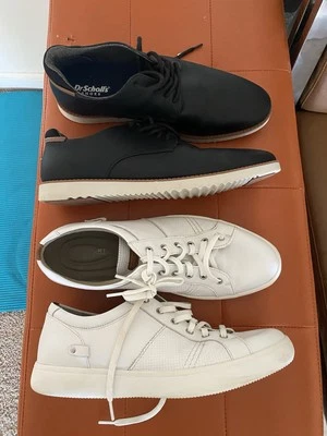2 pairs !  MEN Rockport Sneaker White Leather, & Dr. Scholl's Oxford Black Sz 12 - Image 1 of 4