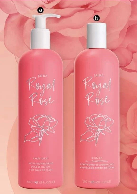 Set Jafra Royal Rose Body Aceite Y Loción Humectante de Rosas 500 ml Foto 1 de 1