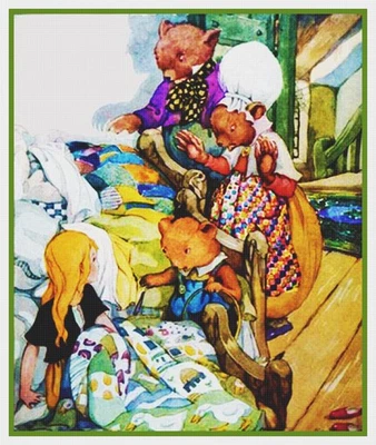 Goldilocks 3 Bears Fairy Tale by Elenore Abbott Counted Cross Stitch Pattern - Image 1 of 4