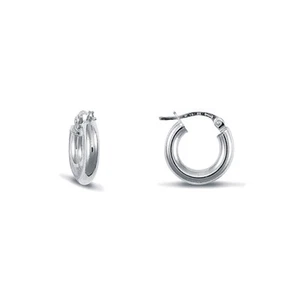 Ladies 9ct White Gold Jewelco London Polished 3mm Hoop Earrings 16mm - Picture 1 of 4