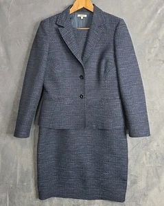 Santorelli Tweed Dress Suit Set 10 Navy Blazer Jacket Erika16x311 Made in Italy - Picture 1 of 21
