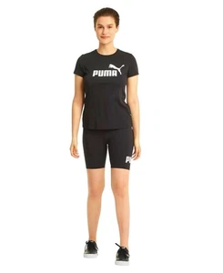 Puma Women's Essential 7" Logo Graphic Bike Shorts (Puma Black, Small) - Picture 1 of 5
