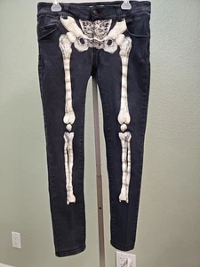Kreepsville 666 Skeleton Herren Jeans Gr. 34 Skinny Fit Schwarz Skull Goth Bones - Bild 1 von 10