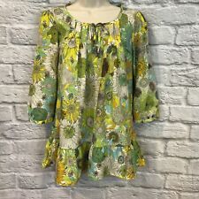 LIBERTY OF LONDON for TARGET Blouse Sz S Green Yellow Sunflower Floral Peasant