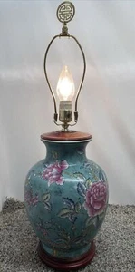 Ginger jar lamp - jade, tea green, rust, brown - 26” Tall - Picture 1 of 17