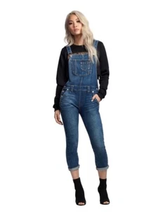 True Religion Jean Overalls Women’s Small Petite Halle Mid Rise Capri - Picture 1 of 13