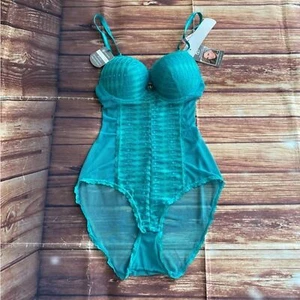 Body Daisy Fuentes Mujer Íntimo Push Up Peluche Coqueto Encaje Verde Talla M - Imagen 1 de 11
