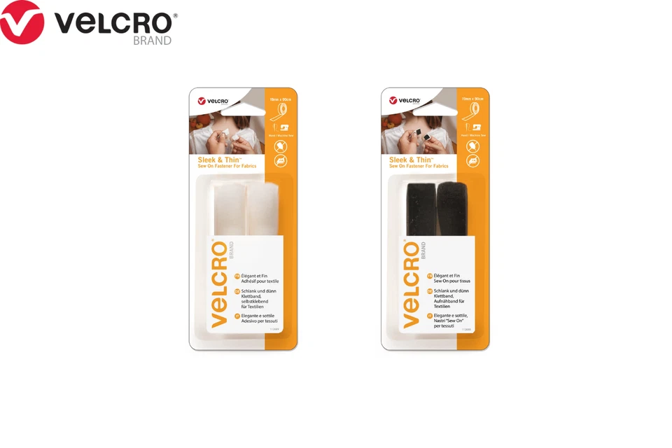 Velcro® Sleek & Thin for Fabrics 19mm x 90cm Black & White 30183 / 30184 - Image 1 of 1