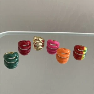 Anello Dito Smaltato Goccia Accessori Gioielli Metallo Labbra Geometriche Anello Ragazze - Foto 1 di 17