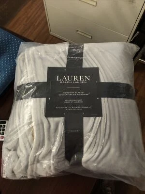 Ralph Lauren Classic Full/Queen Micromink Blanket Quite Gray 90"x90" - Image 1 of 4