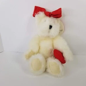 Etiqueta de arco rojo Hallmark Emily White Bear Heart San Valentín 9" - Imagen 1 de 10