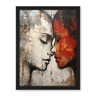 Affection Painting Red Bold Blue Gay Lovers Women Love Framed Art Picture 18X24