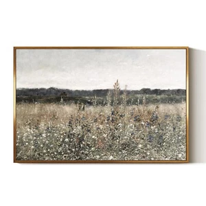 InSimSea Golden Framed Vintage Canvas Wall Art Wildflower Field 16x24In, Rust... - Picture 1 of 7
