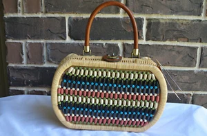 NWT $199 Patricia Nash Cipressa Wicker Satchel Tote Multicolor Handbag Purse - Picture 1 of 5