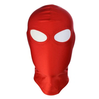 Womens Face Mask Full Head Eyes Mouth Opening Hood Mens Cosplay Prop Pink Red - Image 1 of 4