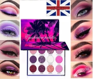 12 Colour Glitter Smokey Purple Eyeshadow Palette Make Up Pigmentos Cosmetic - Picture 1 of 8