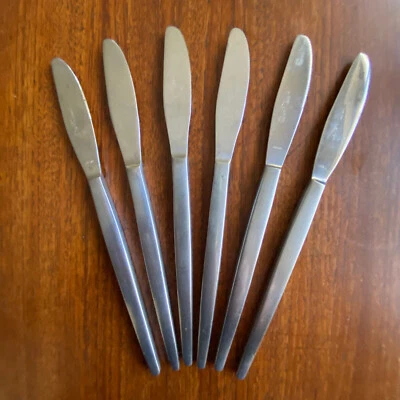 SRI Stanley Roberts  ASTRO 6 Dinner knives Stainless Flatware Japan Mid Century - Image 1 of 4