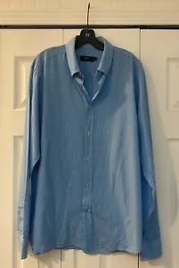 Camisa ajustada Ermengildo Zegna Sport azul blanco micro cuadros logotipo Lyocell algodón XL - Imagen 1 de 6