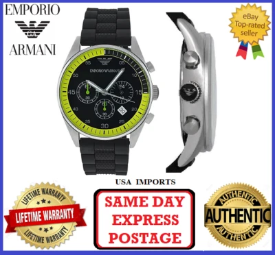 Emporio Armani AR5865 Sportivo Silver, Black, Green and Silicone Mens Watch - Image 1 of 4