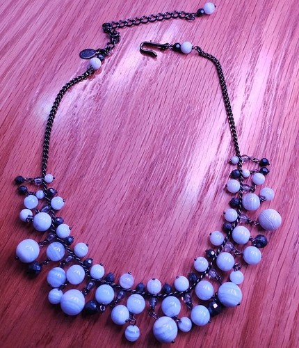 VETEMENTS Collana Vintage Carlisle Vetro Perline Iridescenti Collare Regolabile 14 5" 18"