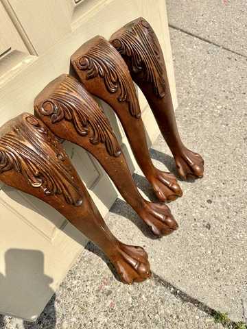 4 claw foot  21” table legs salvage parts repair repurpose Cover