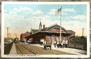 NYNH & HRR Train Station Depot Woonsocket Rhode Island 1927 WB Postcard B620 - Picture 1 of 3