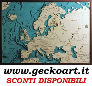 Europa Europe Mappa Cartina 3D Quadro Moderno Map Chart www.geckoart.it - Picture 1 of 30