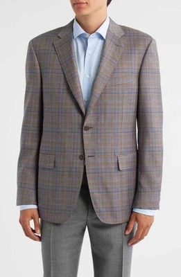 NEW Canali Siena Light Brown Plaid Wool Sport Coat Sz 50S NWT $1950 - Image 1 of 4
