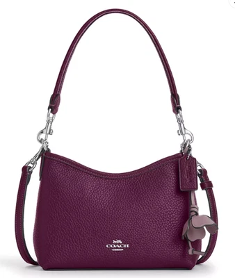 💜Coach Laurel Small Shoulder Bag - CCF15 Plum Purple Leather Flower Charm - NWT - Image 1 of 4
