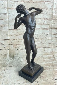 Estatua masculina desnuda hecha a mano arte de la bahía hombre bronce escultura estatuilla arte mármol venta - Imagen 1 de 7
