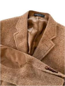 POLO RALPH LAUREN Italian Herringbone Wool Alpaca Sport Coat Jacket 44R Elbow - Picture 1 of 24
