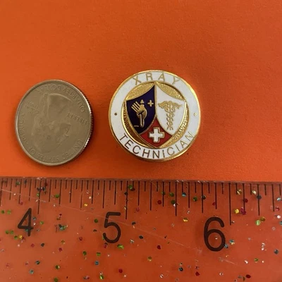 Vtg X-Ray Technician Lapel Pin Shield 1970s Medical Insignia Emblem - Image 1 of 2