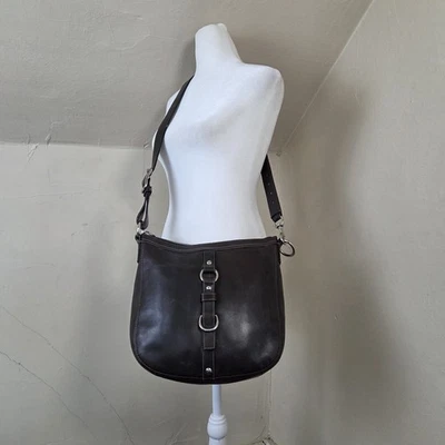 Bolso Bandolera Coach F14018 Cuero Marrón Oscuro con Forro Azul Foto 1 de 4