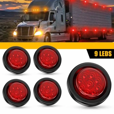 2" Round 5pcs Red LED Light Truck Trailer Side Marker Kit Clearance for Trucks A - Image 1 of 4
