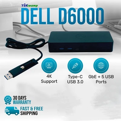 Genuine Dell D6000 Universal 4K USB-C MKX27 DisplayPort Docking Station - Image 1 of 4