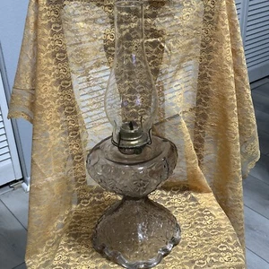 Vintage Floral Pressed Glass P&A Eagle Burner Oil Lamp 19.5" - Picture 1 of 10
