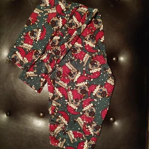 LuLaRoe OS PUG Dogs Christmas Hat green red leggings RARE UNICORN - Picture 1 of 7