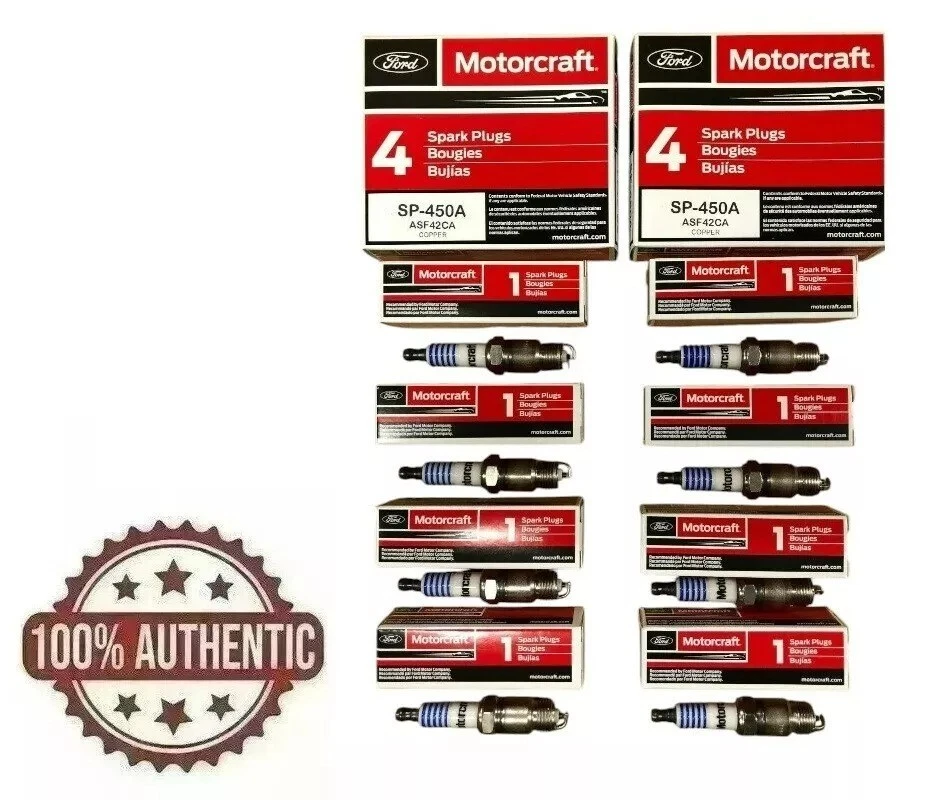 Juego de 8 Bujías Motorcraft SP-450-A ASF42CA, ASF42CF4, SP450 Cobre Foto 1 de 2