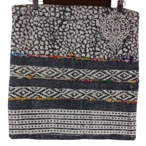 Bohemian Morracan Cotton Woven Euro Pillow Cover Case Grey White Size 17 X 17.5 - Picture 1 of 7