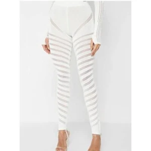 Maniere De Voir Spiral Contour Knit Cream Stirrup Leggings Size M - Picture 1 of 16