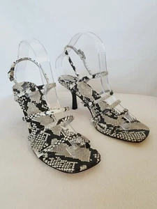 New Nine West Womens Sz 7.5M Niva Taupe Multi Strappy Sandals Heels (A - Picture 1 of 11