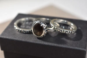 Silpada Rauchquarz 925 Sterling Silber 3 Vorsteckring Set Größe 7 R1384 HEISS - Bild 1 von 12