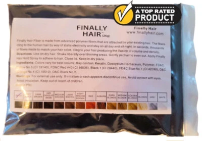 FINALLY HAIR BUILDING FIBERS REFILL HAIR LOSS CONCEALER FIBER POWDER FILLER USA  - Image 1 of 4