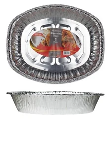 Set Of 6 Disposable Large Foil Roasting Trays Cooking Roasting & Baking Serving - Picture 1 of 7
