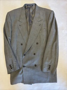 VALENTINO UOMO Made in Italy Prince of Wales Peak Lapel DB Wool Blazer Size 43L - Picture 1 of 10